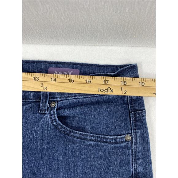 Gloria Vanderbilt Amanda Jeans Womens Sz 18 W Short Dark Wash Denim Straight Mom - Picture 8 of 12